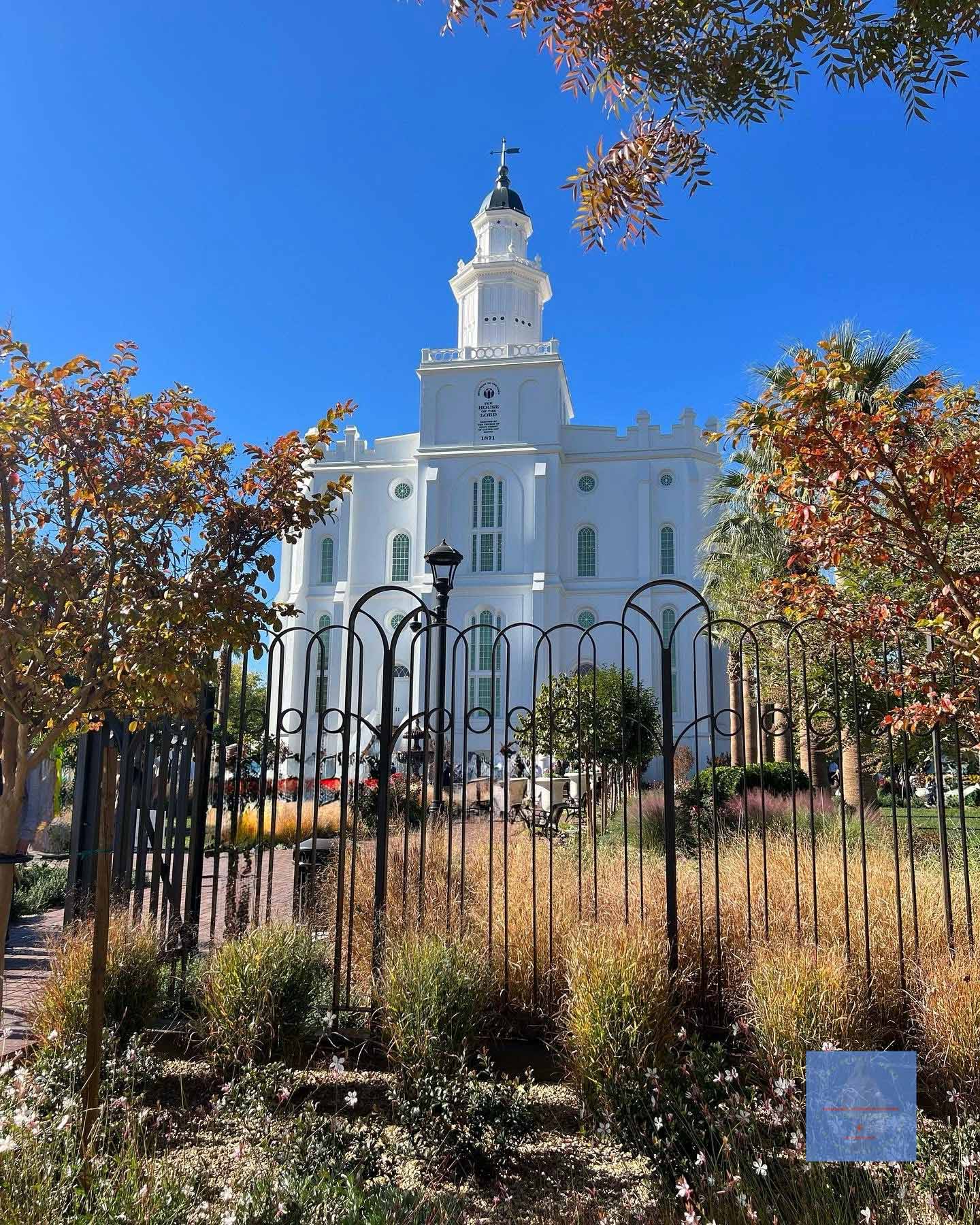 St. George Utah Temple Architectural features a single attached end tower