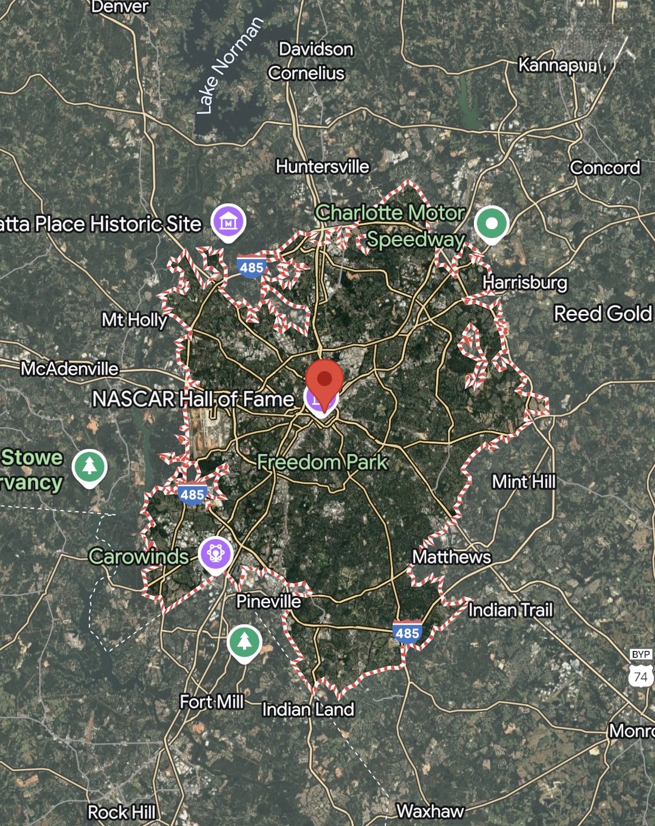 Regional Map of the Charlote North Carolina Temple
