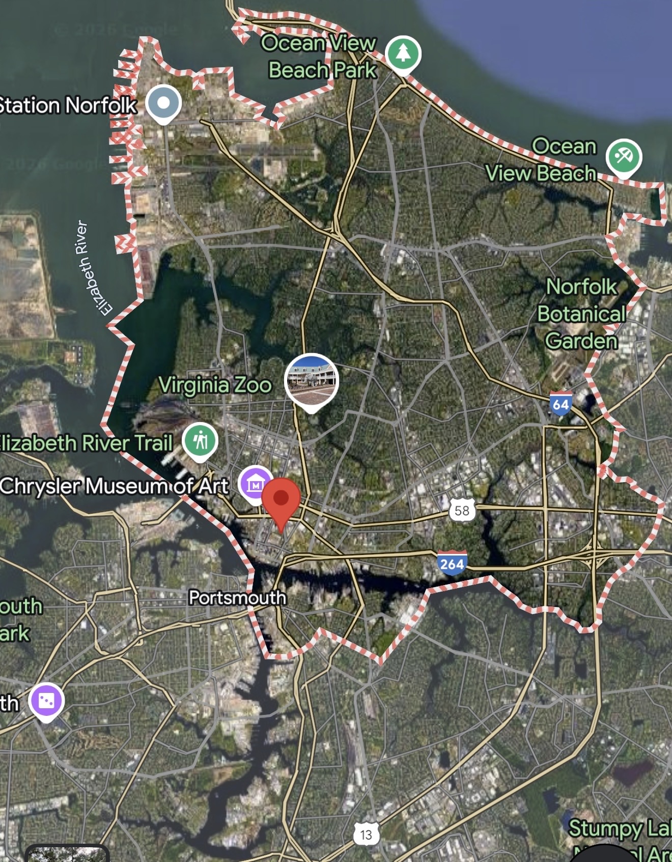 Regional Map of the Norfolk Virginia Temple