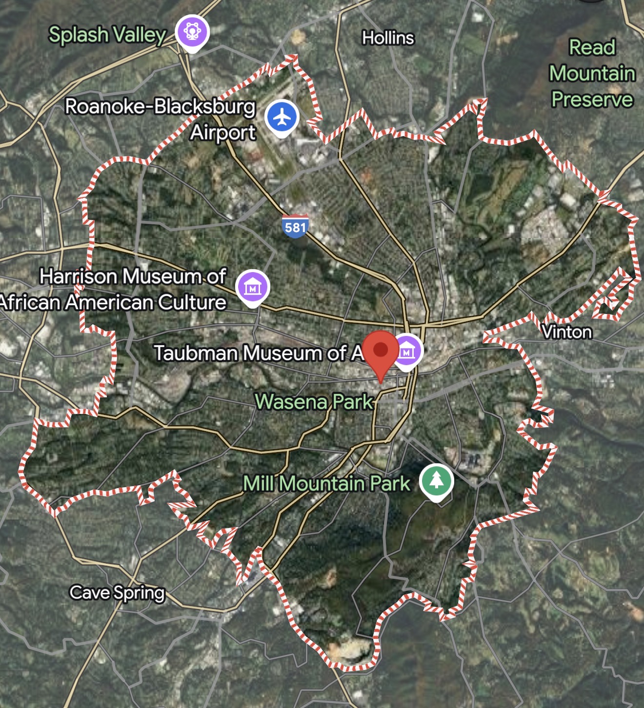 Street Map of the Roanoke Virginia Temple