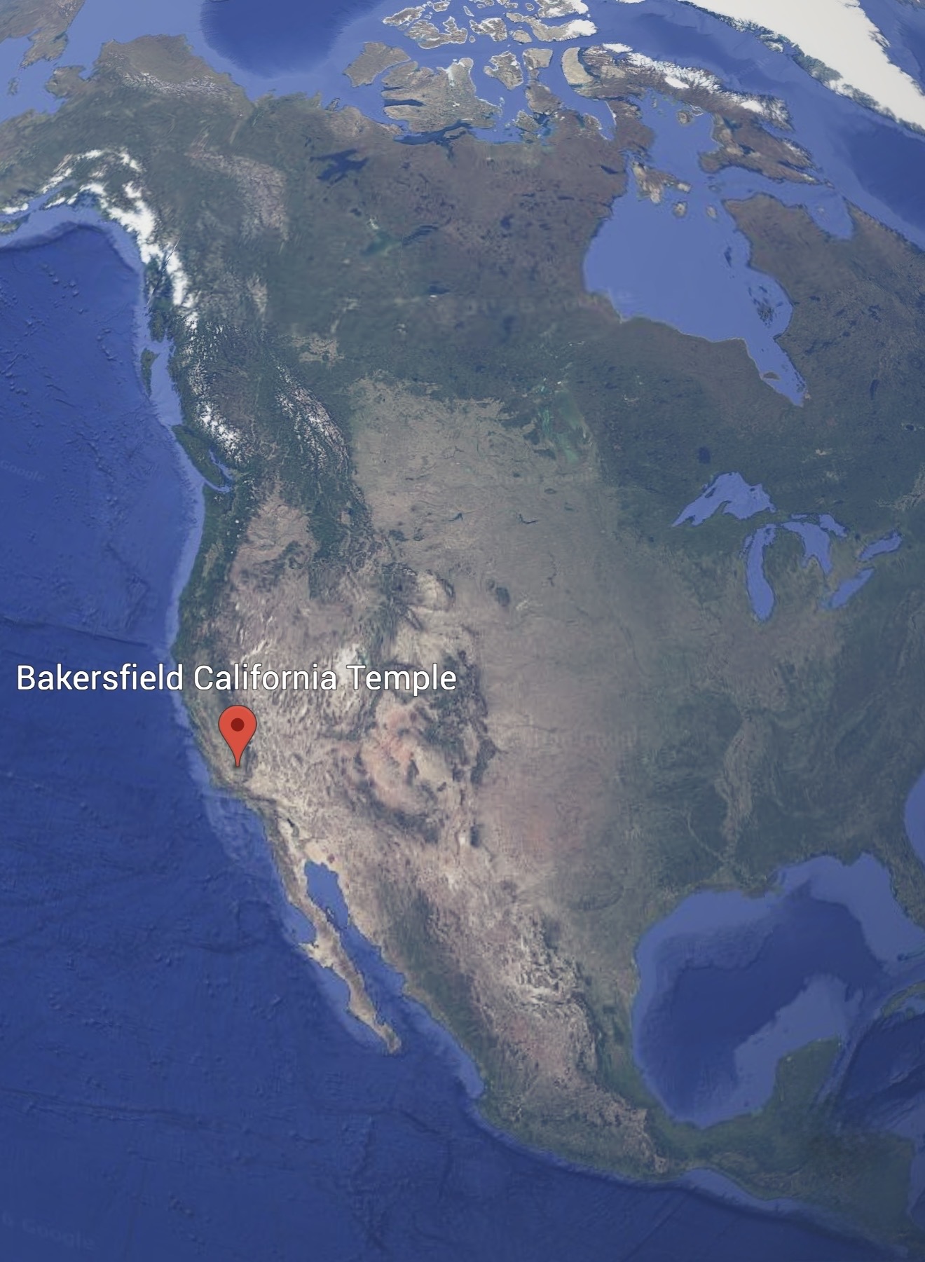 Earth View of the Bakersfield California Temple