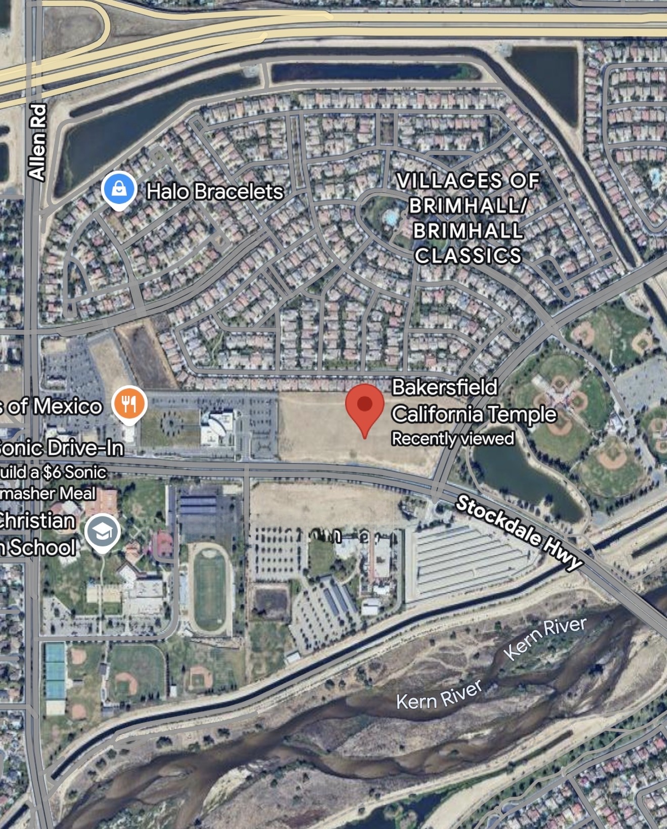 Street Map of the Bakersfield California Temple