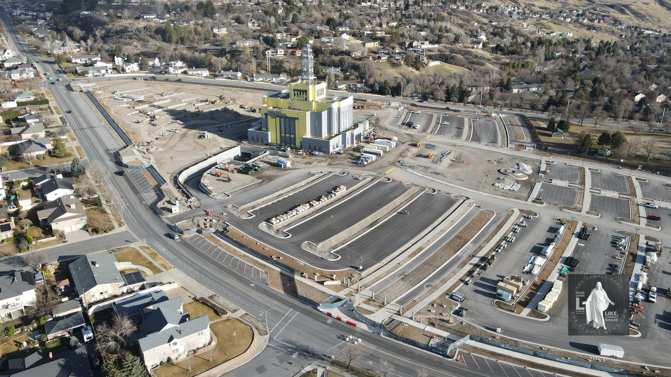 Temple News Presents Aerial Construction progress at the Provo Utah Rock Canyon Temple
