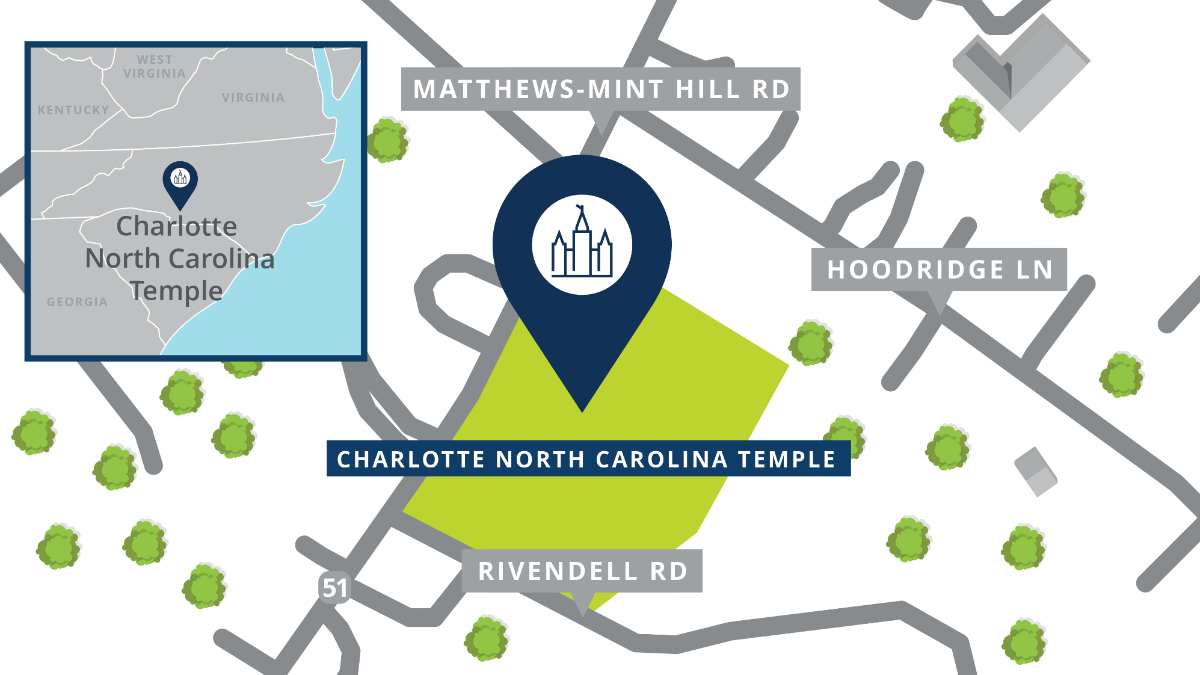 Charlotte North Carolina Temple Located at 5926 Matthews-Mint Hill Rd, Mint Hill, NC 28227