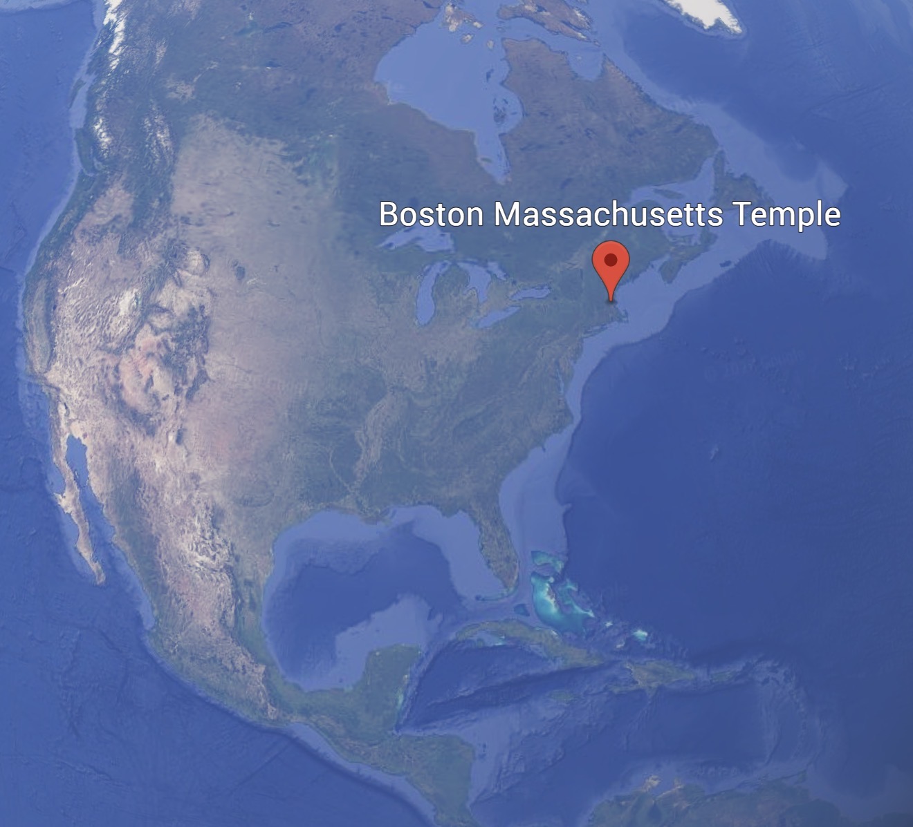 Earth View of the Boston Massachusetts Temple