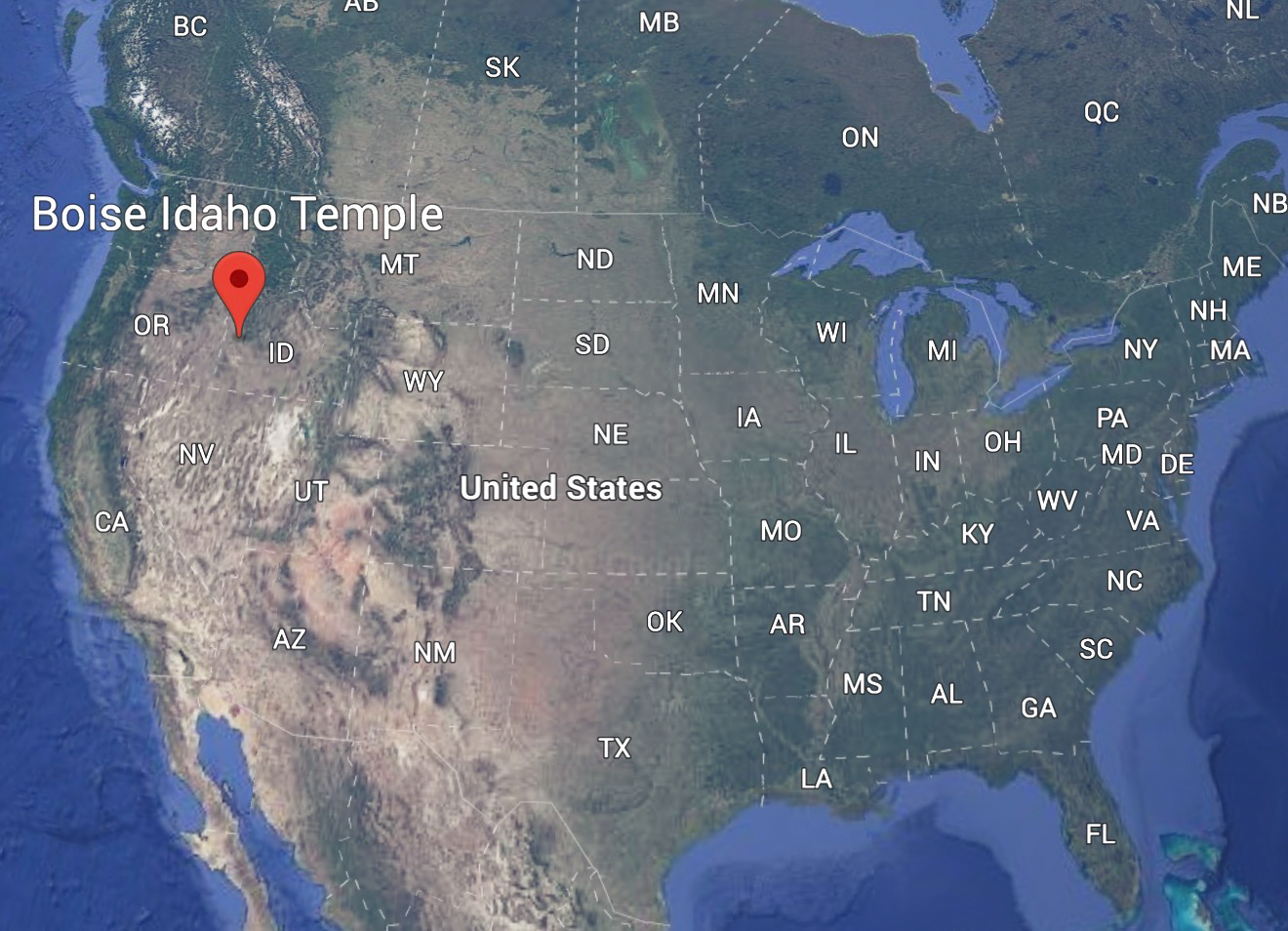 Regional Map of the Boise Idaho Temple