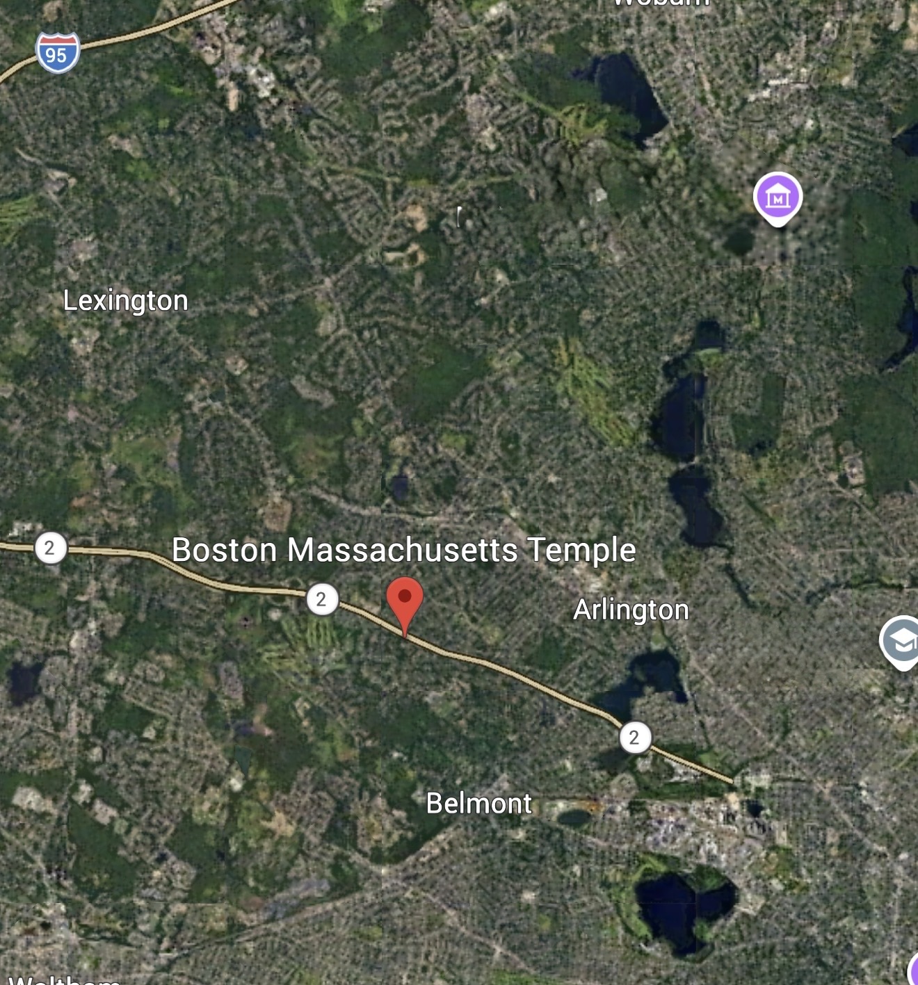 Regional Map of the Boston Massachusetts Temple