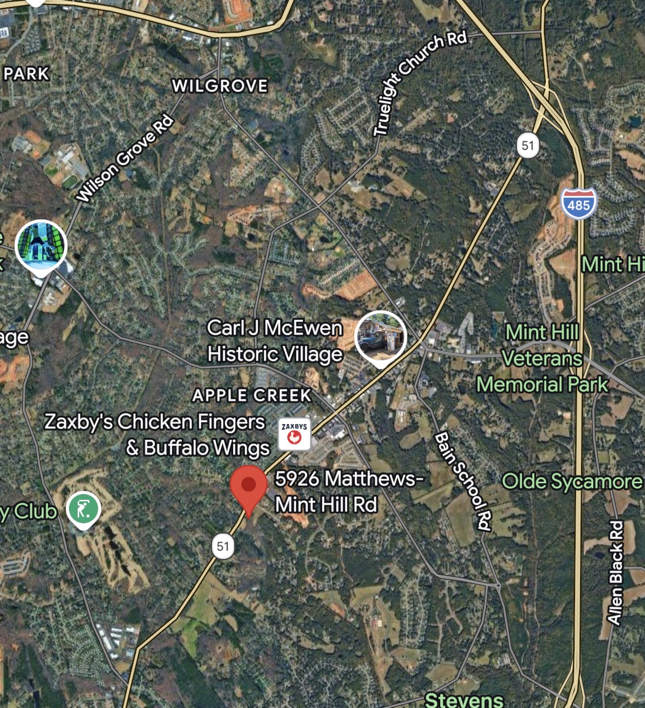 Regional Map of the Charlotte North Carolina Temple