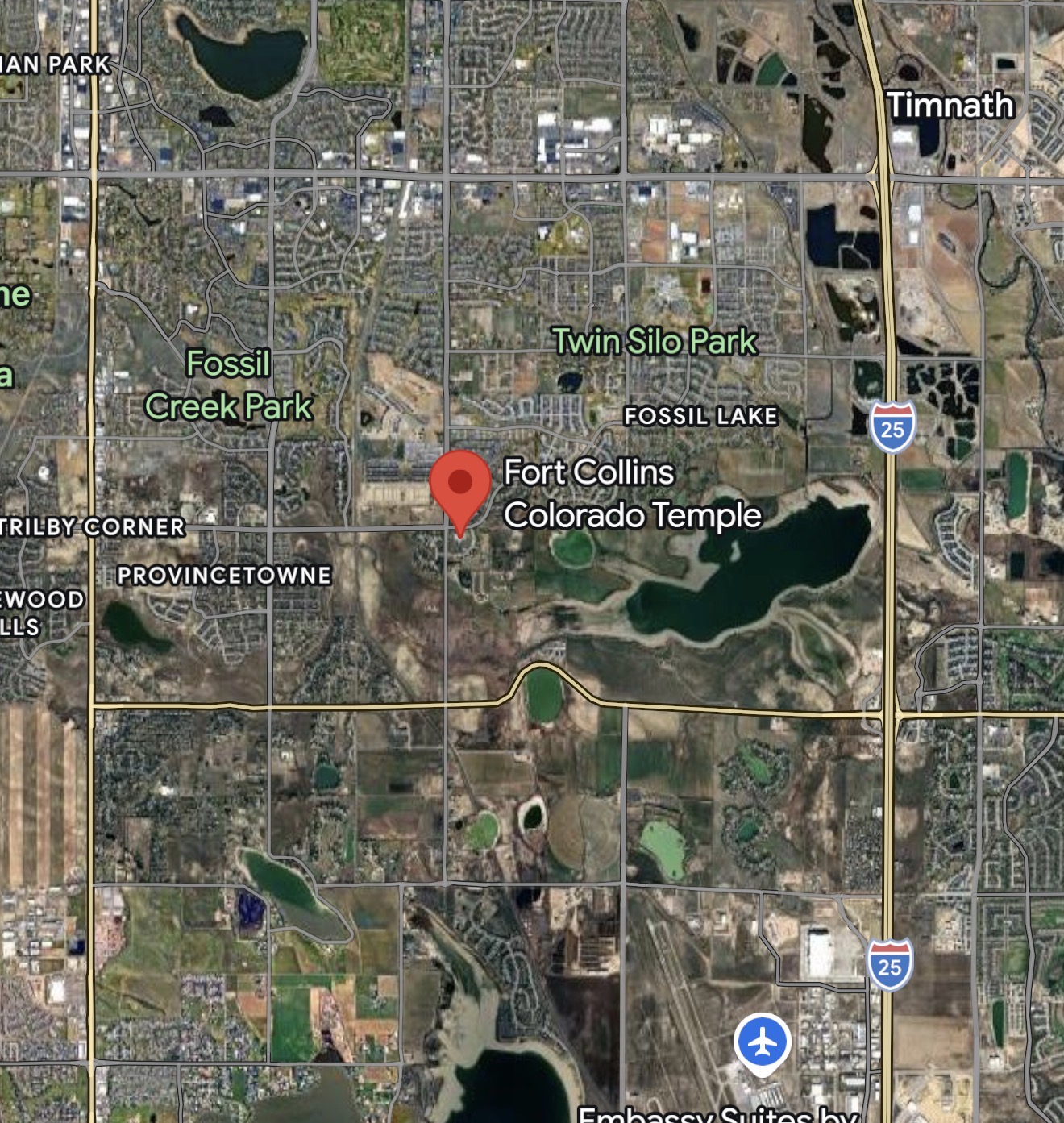 Regional Map of the Fort Collins Colorado Temple