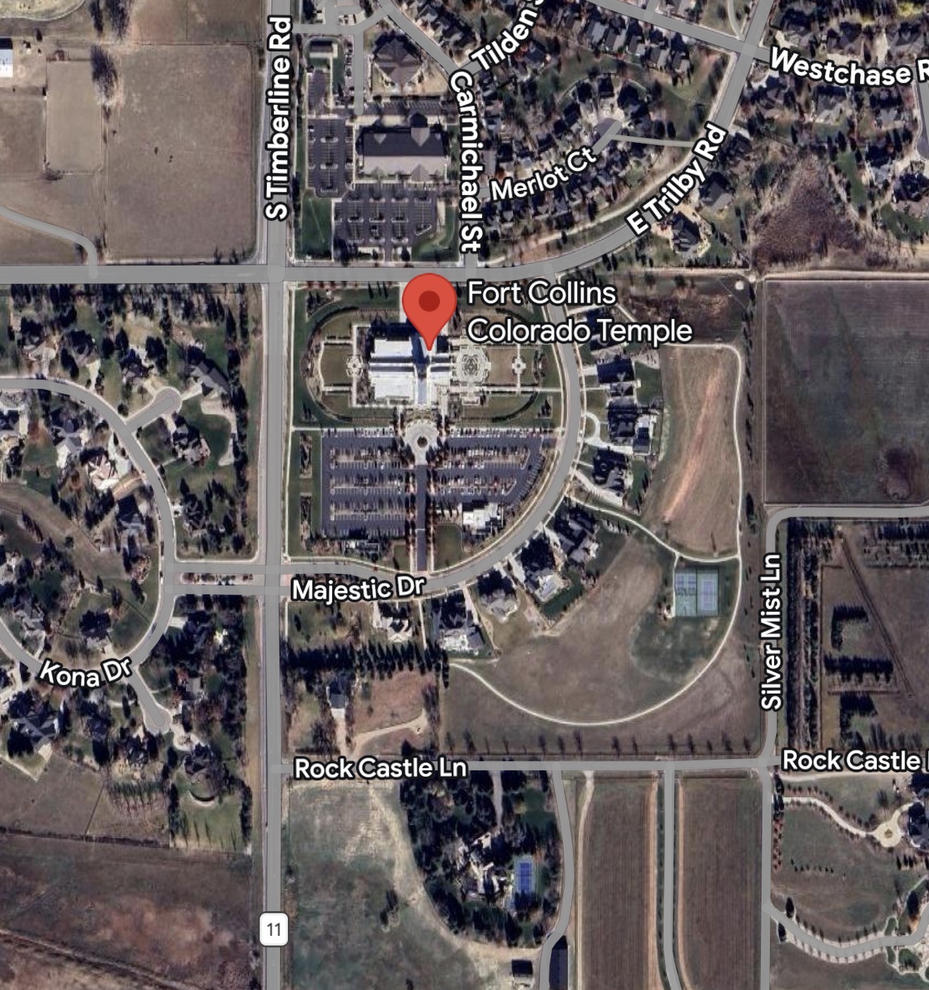 Street Map of the Fort Collins Colorado Temple