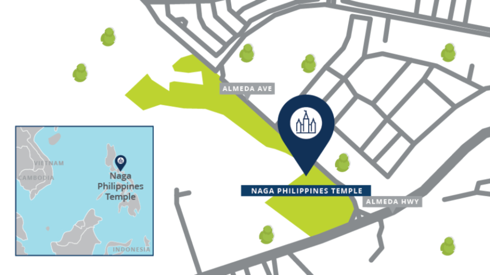A map showing the location of the Naga Philippines
