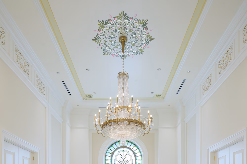 One of the chandeliers in the Davao Philippines Temple