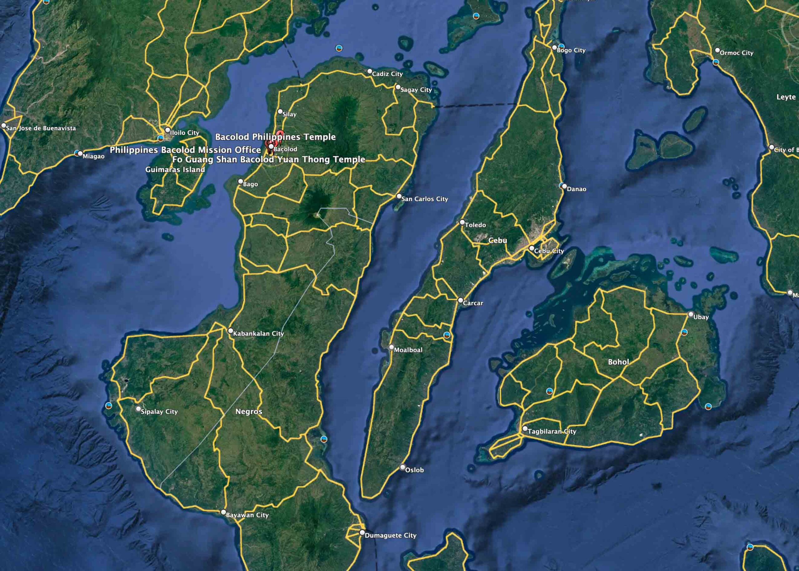 Regional Map of the Bacolod Philippines Temple