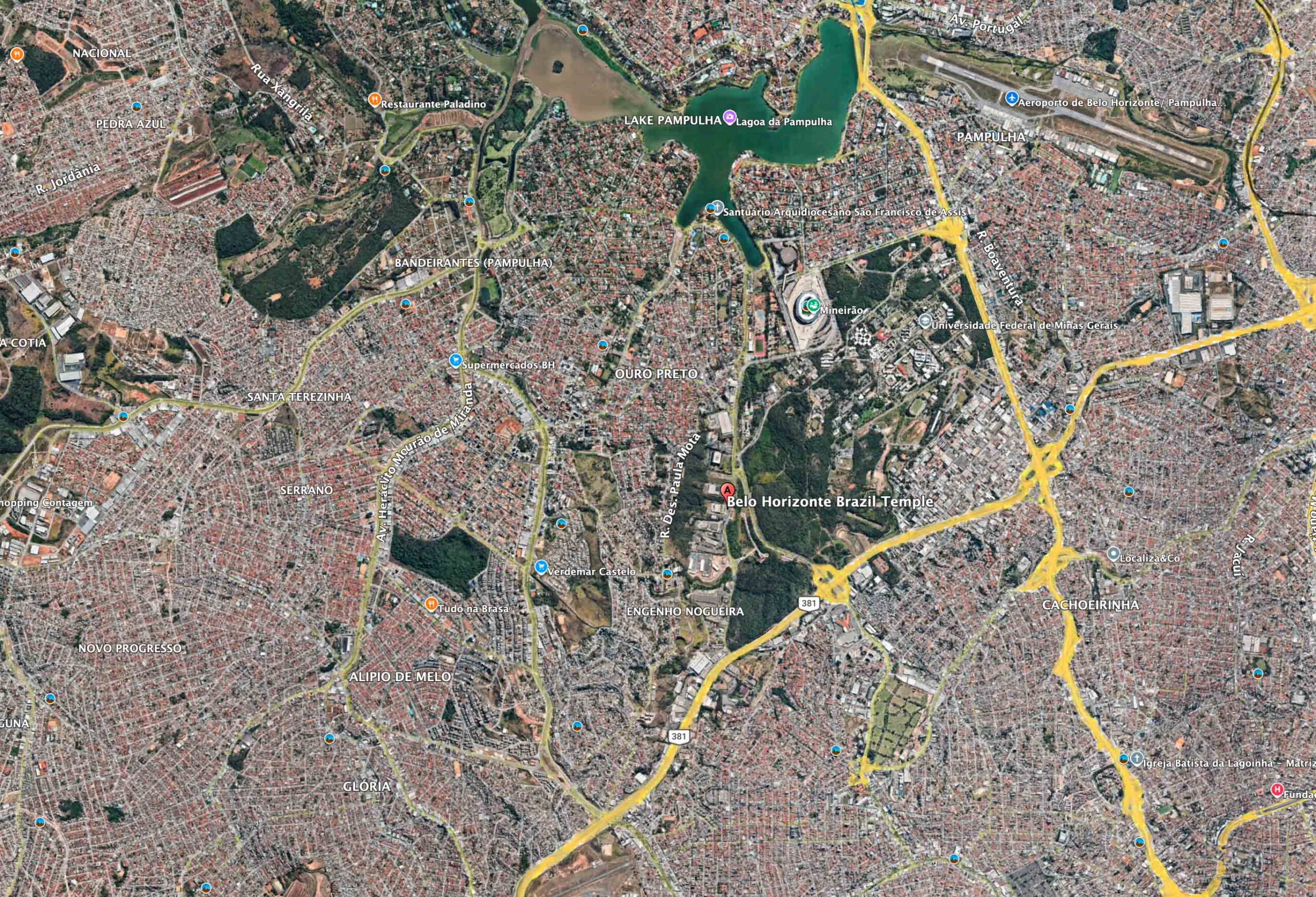 Regional Map of the Belo Horizonte Brazil Temple