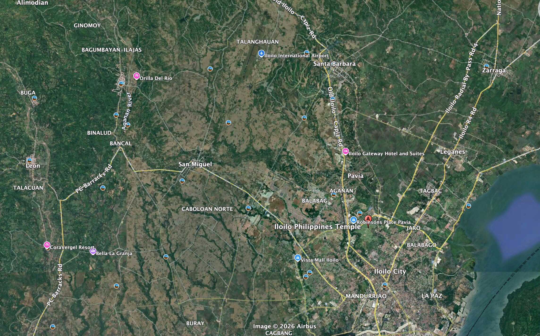 Regional Map of the Iloilo Philippines Temple