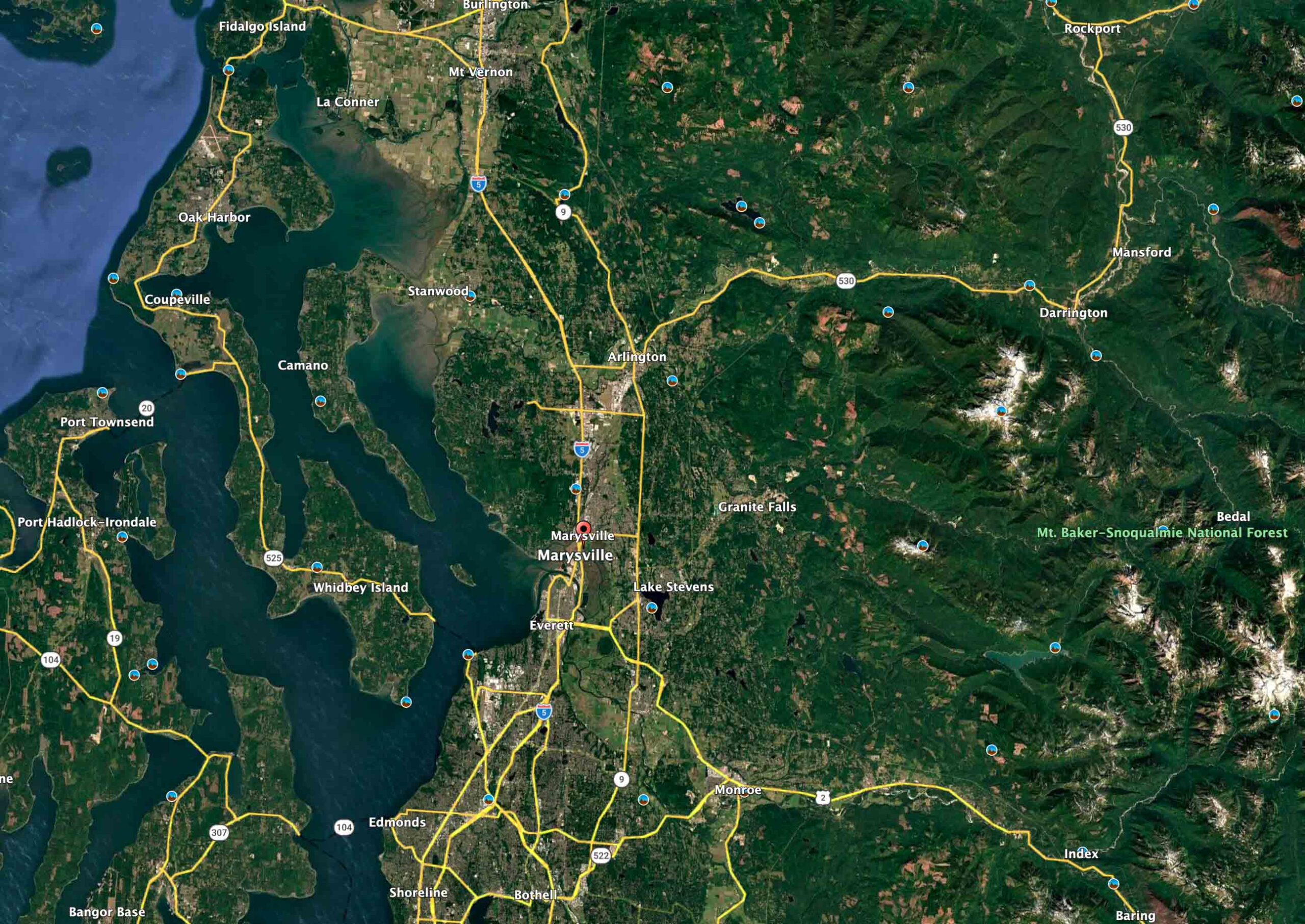 Regional Map of the Marysville Washington Temple