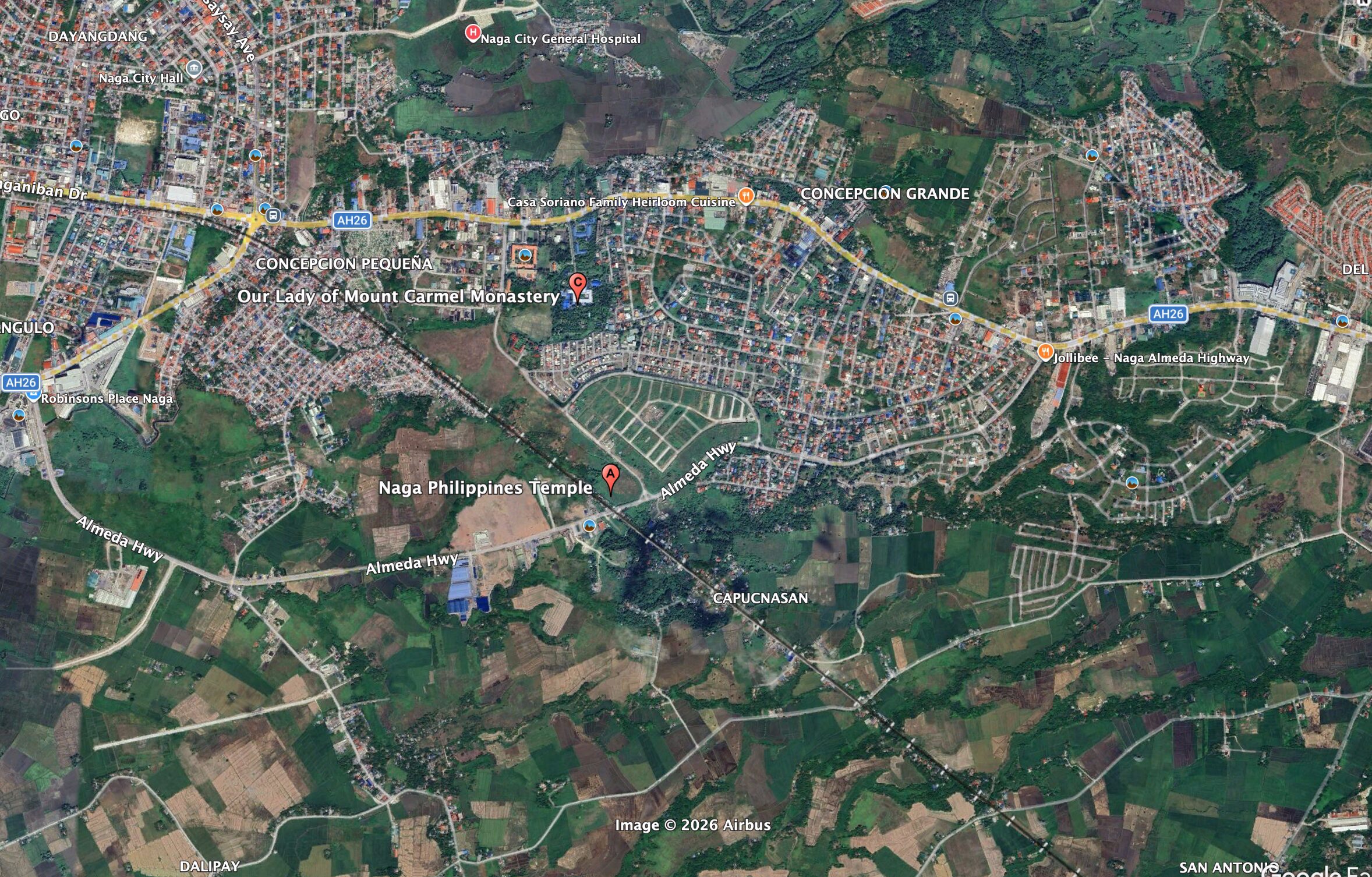 Regional Map of the Naga Philippines Temple