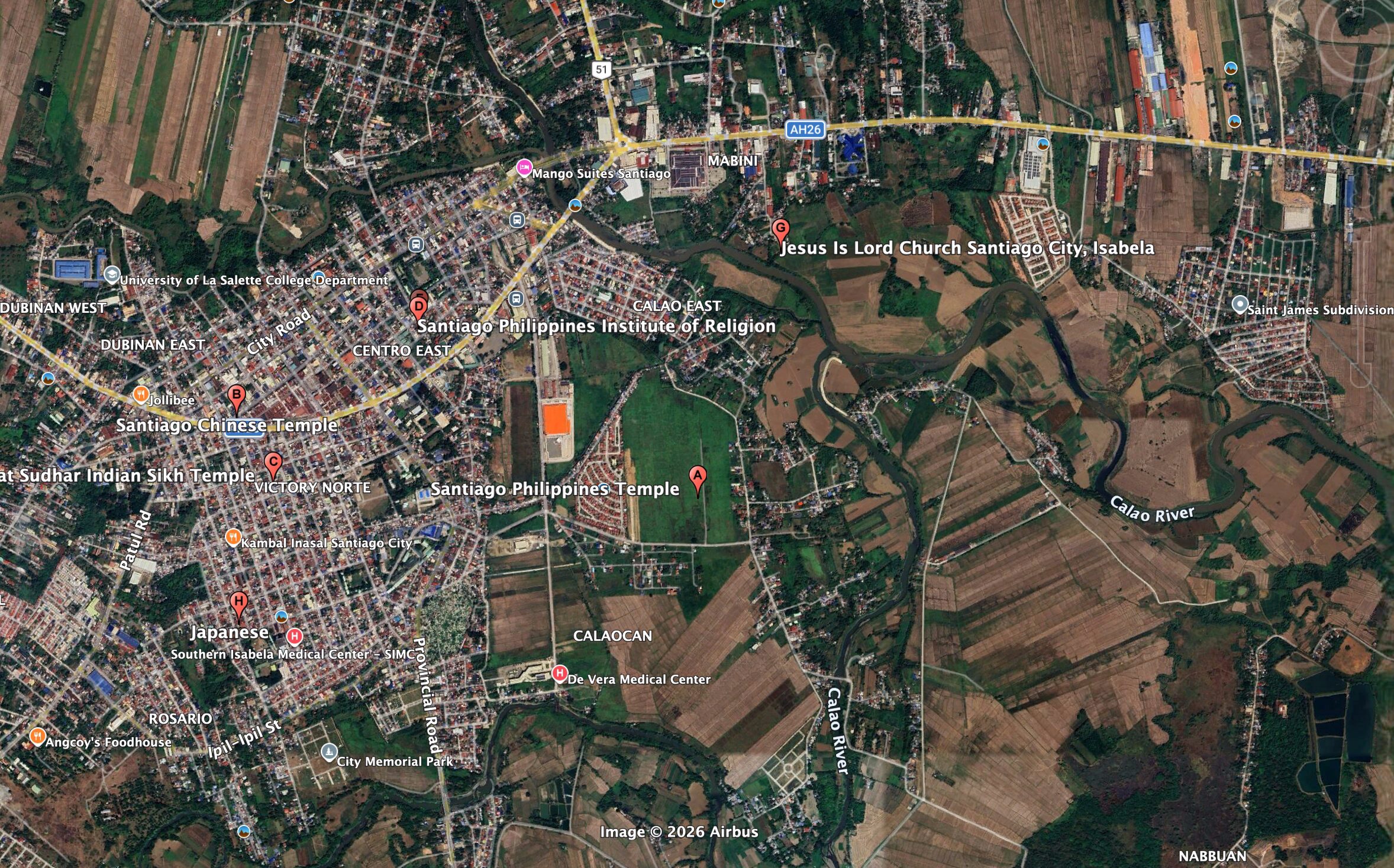 Regional Map of the Santiago Philippines Temple