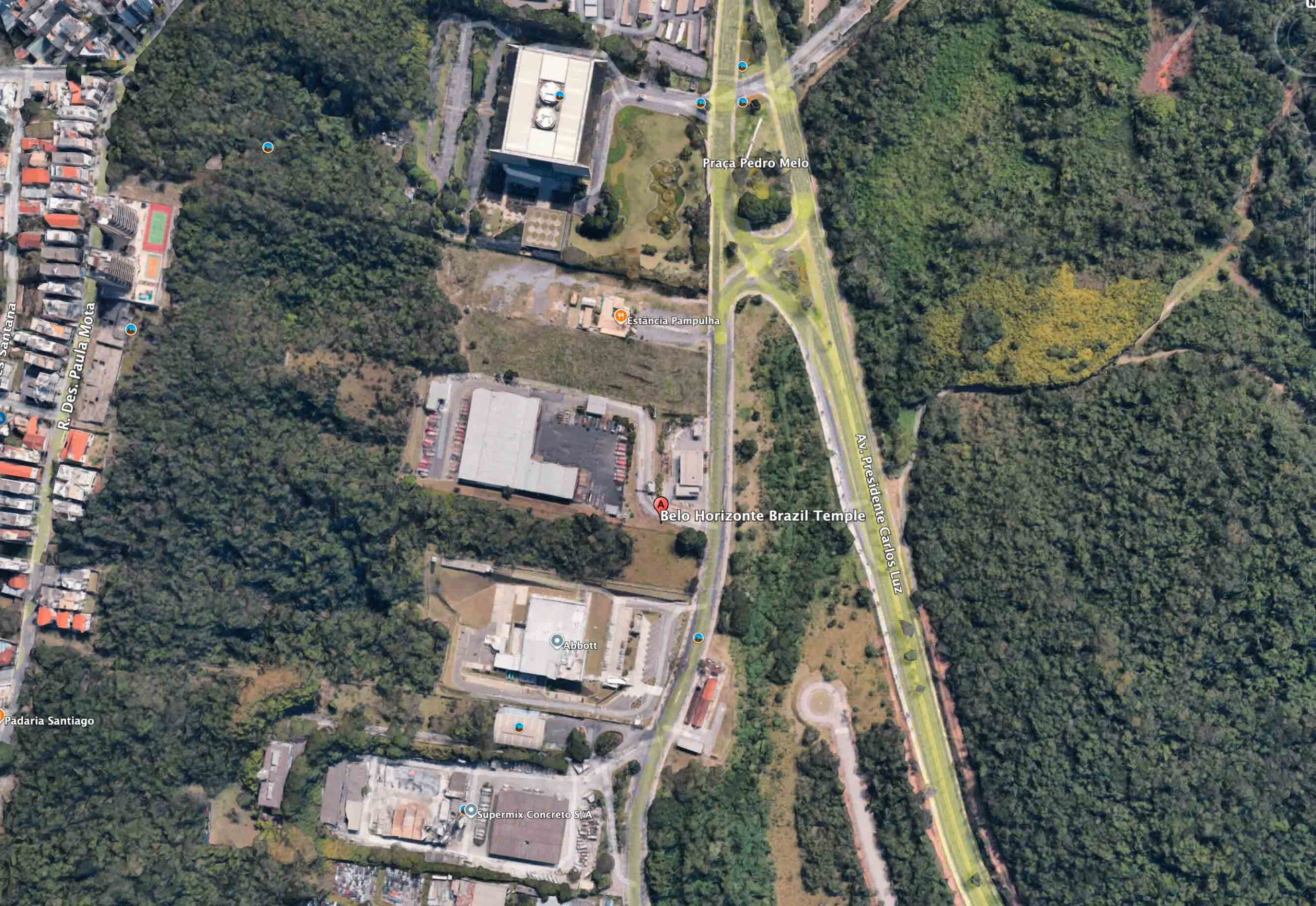 Street Map of the Belo Horizonte Brazil Temple