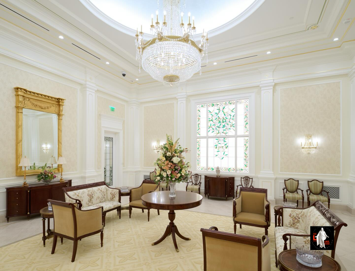 The Temple Square Visitor Center now has a Replica Celestial Room For Visitors to experience