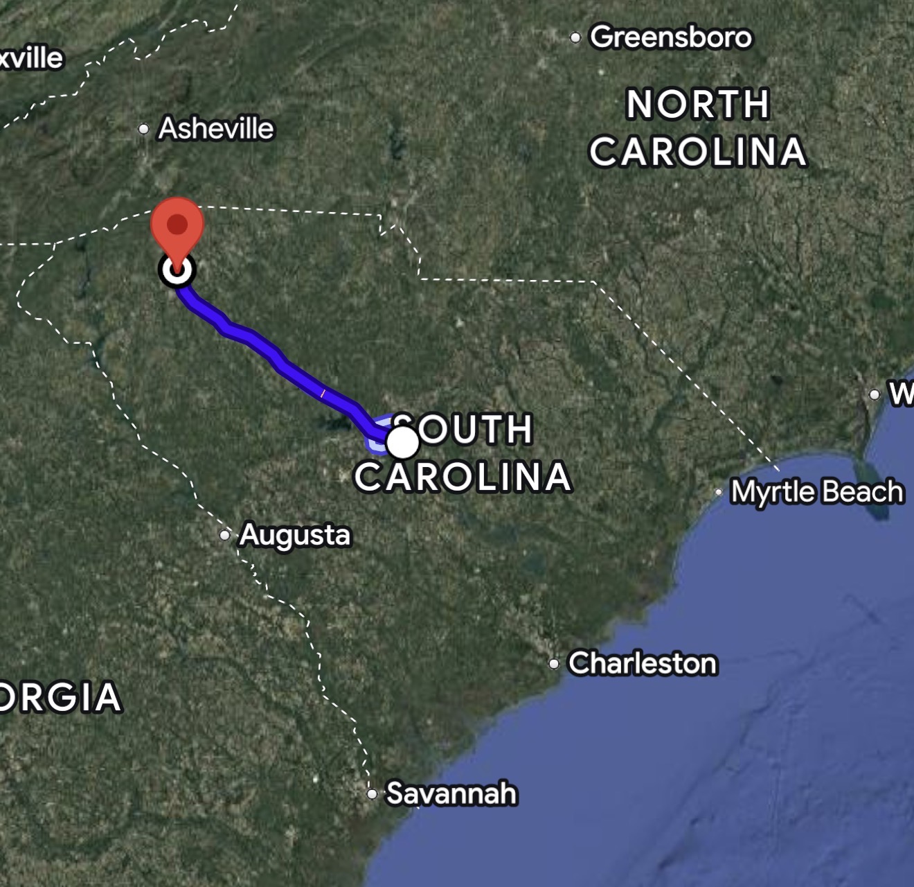 Distance between Greensville South Carolina Temple and Columbia South Carolina Temple