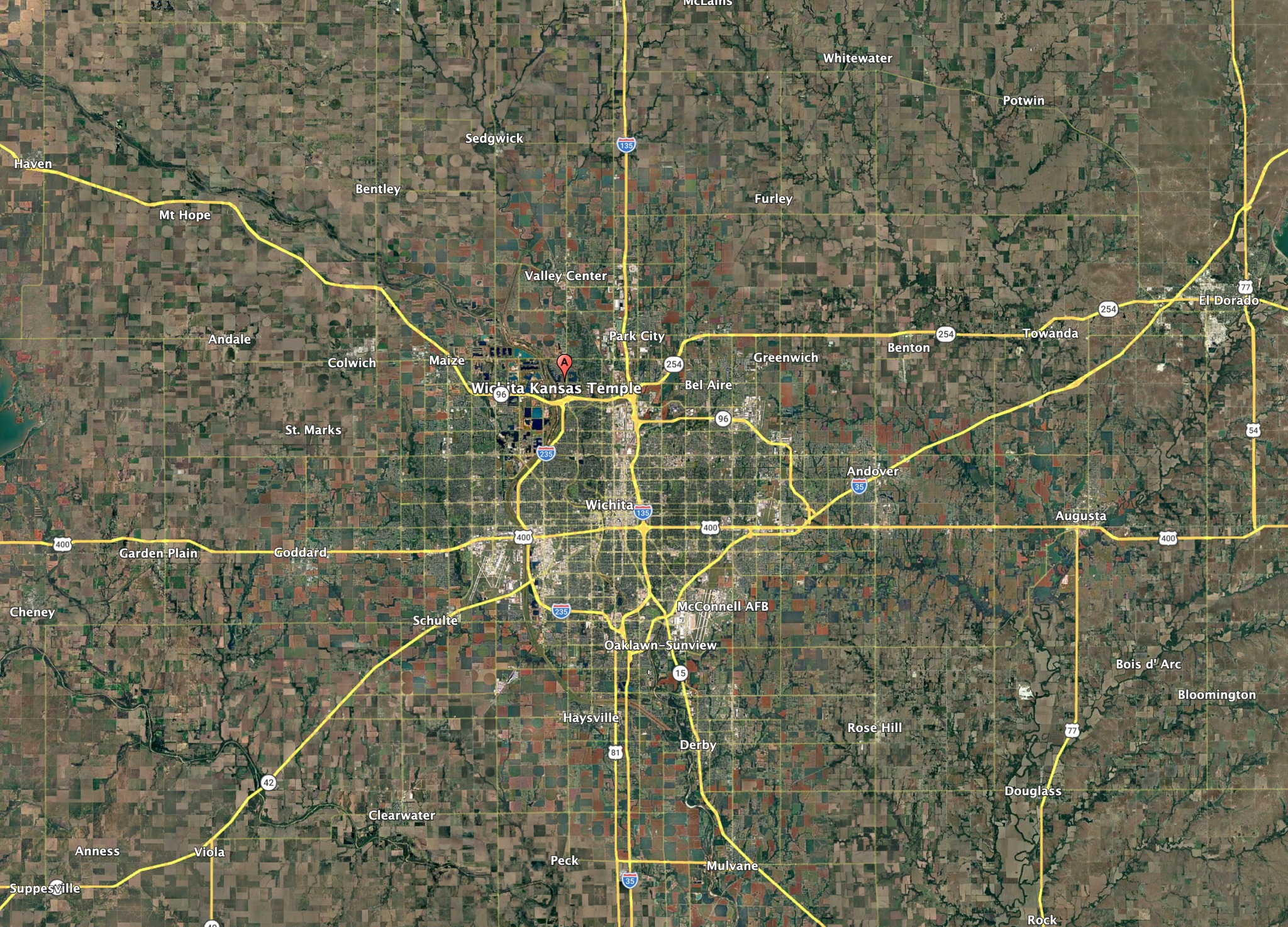 Regional Map of the Wichita Kansas Temple