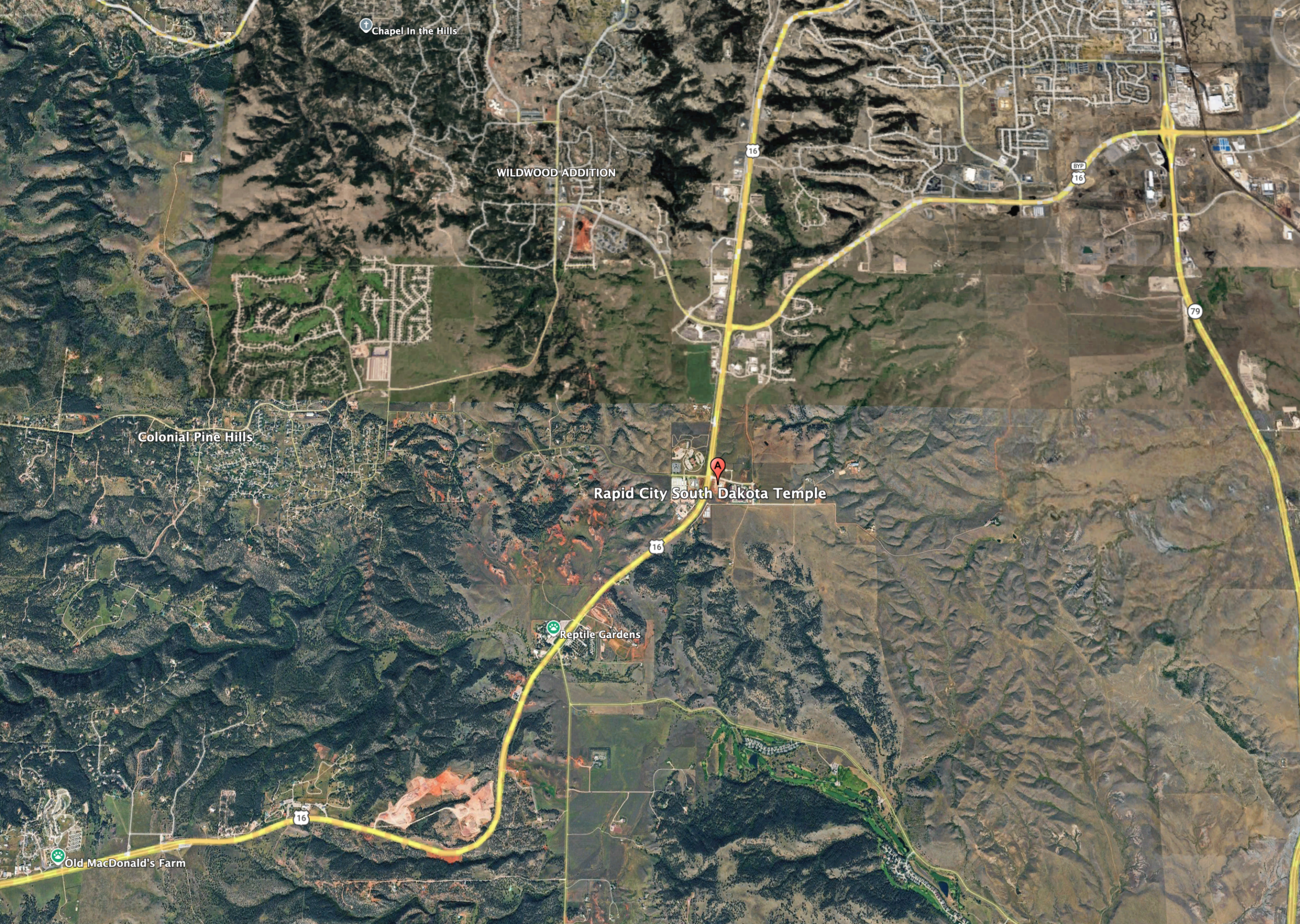 Street Map of the Rapid City South Dakota Temple