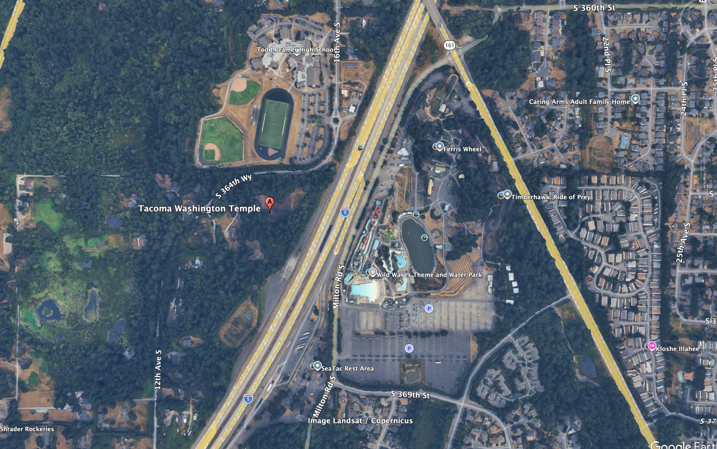 Street Map of the Tacoma Washington Temple
