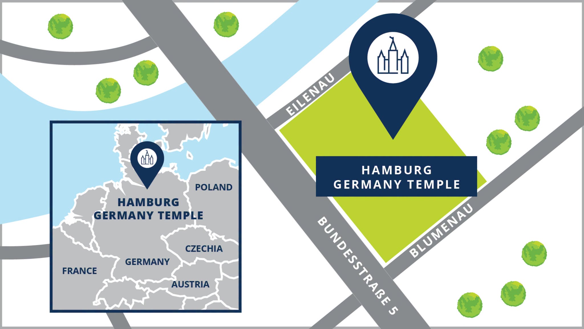 A map showing the location of the Hamburg Germany