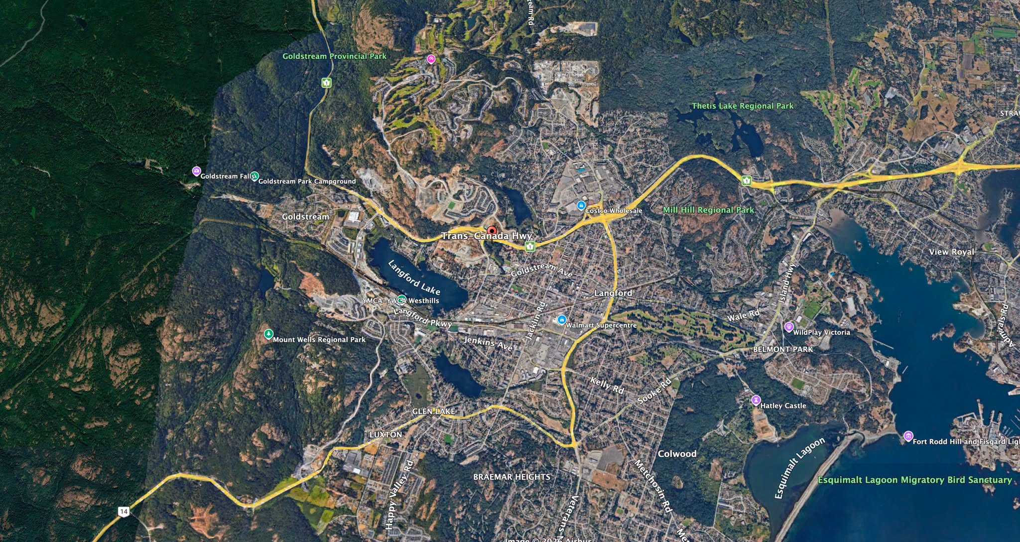 Regional Map of the Victoria British Columbia Temple