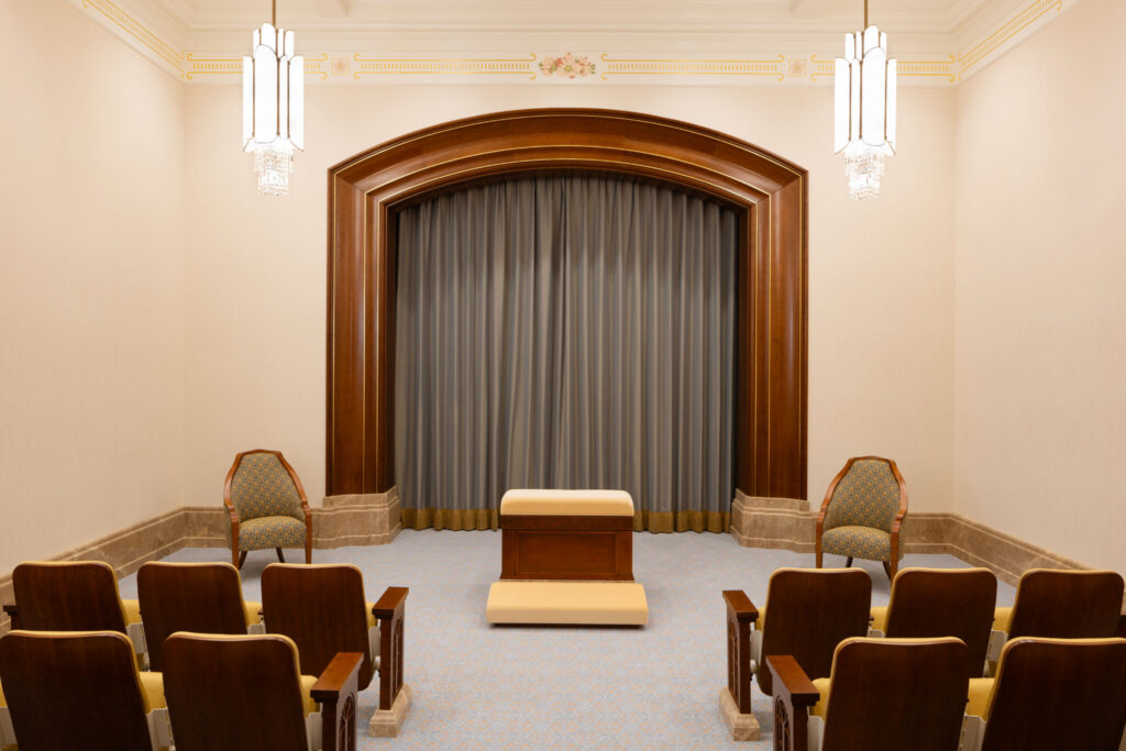 An instruction room inside the Modesto California Temple
