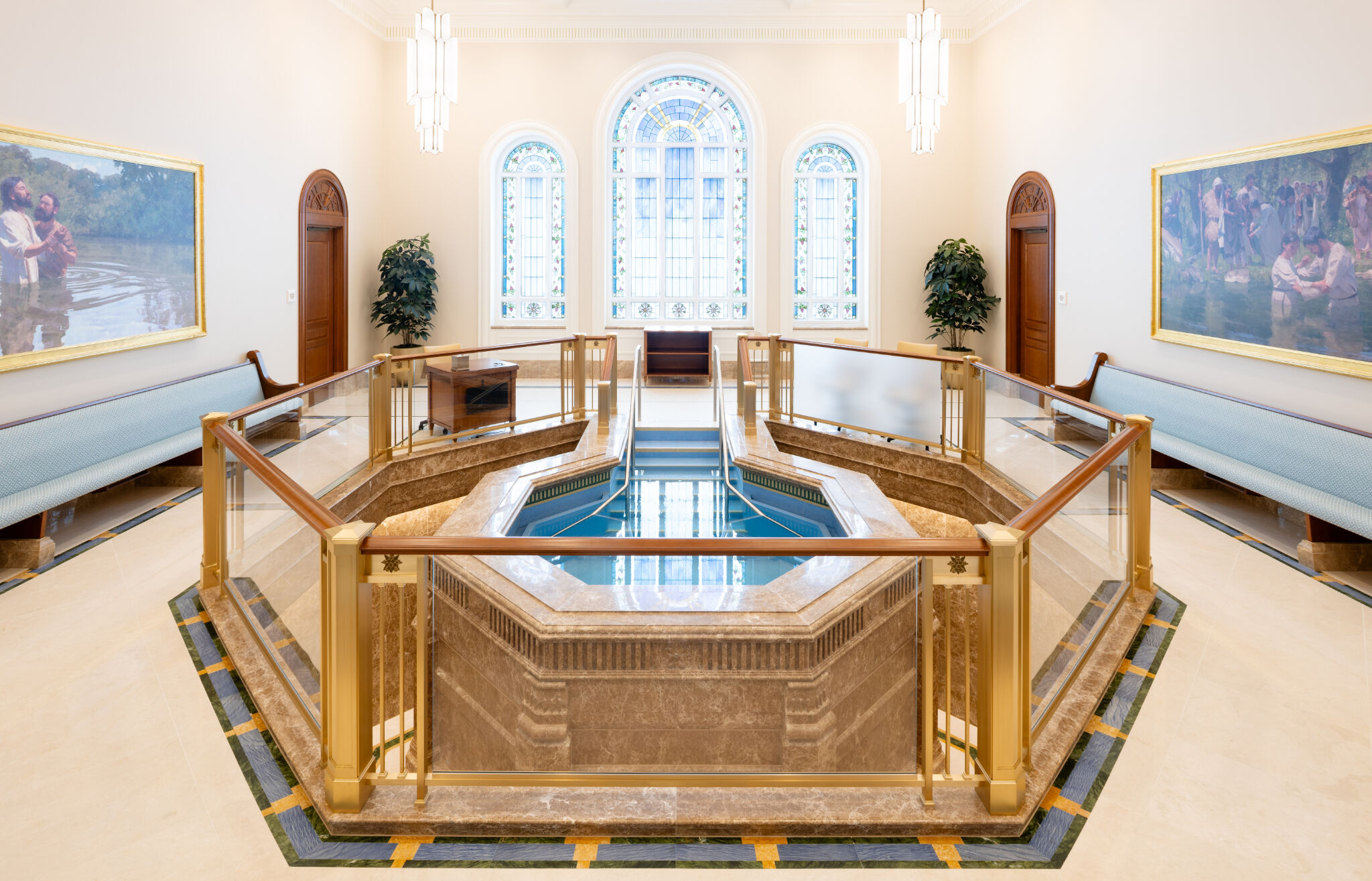 The baptistry of the Modesto California Temple