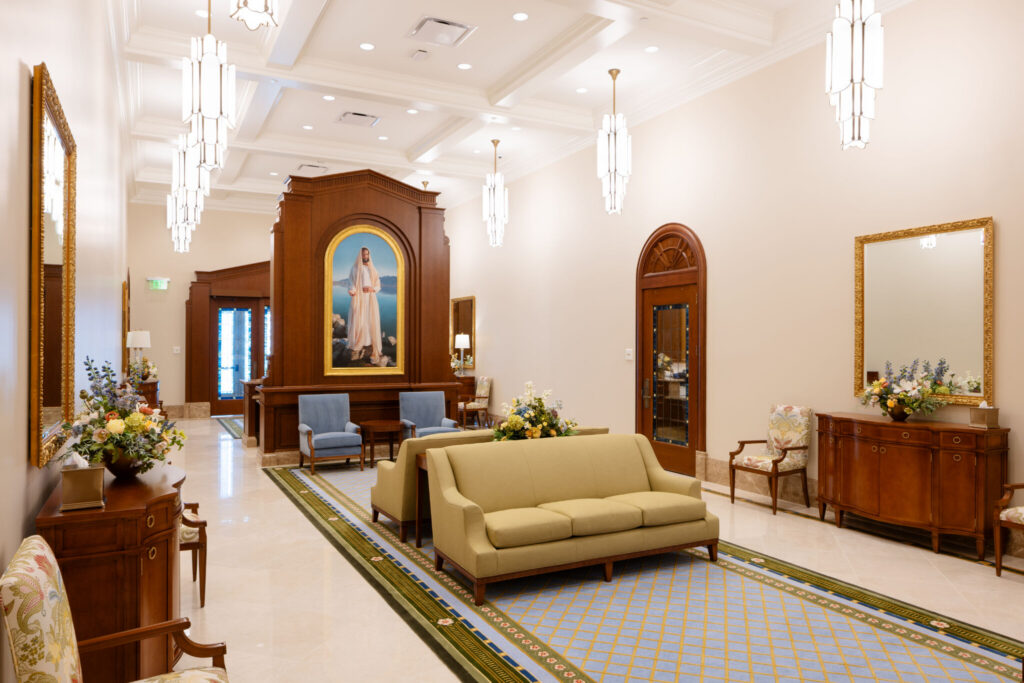 A waiting area inside the Modesto California Temple